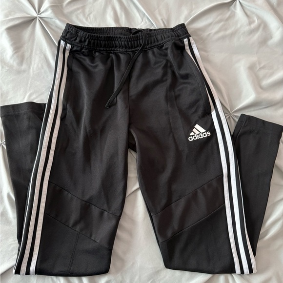 Adidas Black Joggers with White Stripes With Zipper Ankles Size Small - Picture 3 of 5